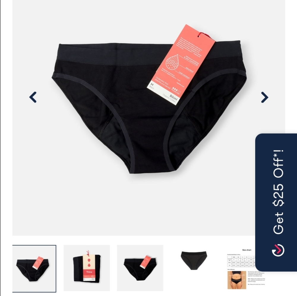 Thinx Period Cotton Panties Bikini 2XL